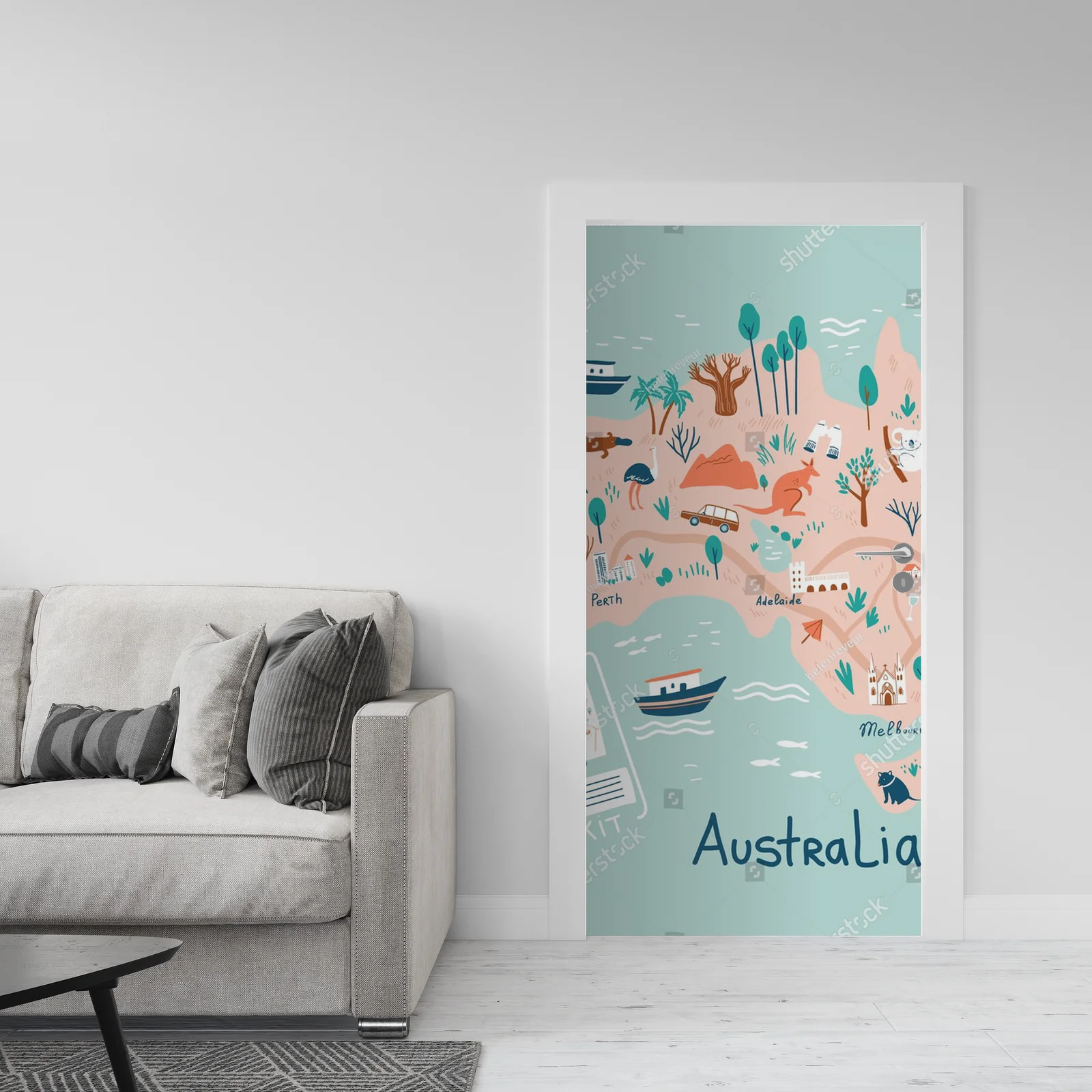 Szalona mapa Australii w pastelowych barwach