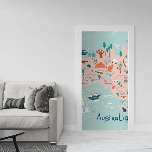 Szalona mapa Australii w pastelowych barwach