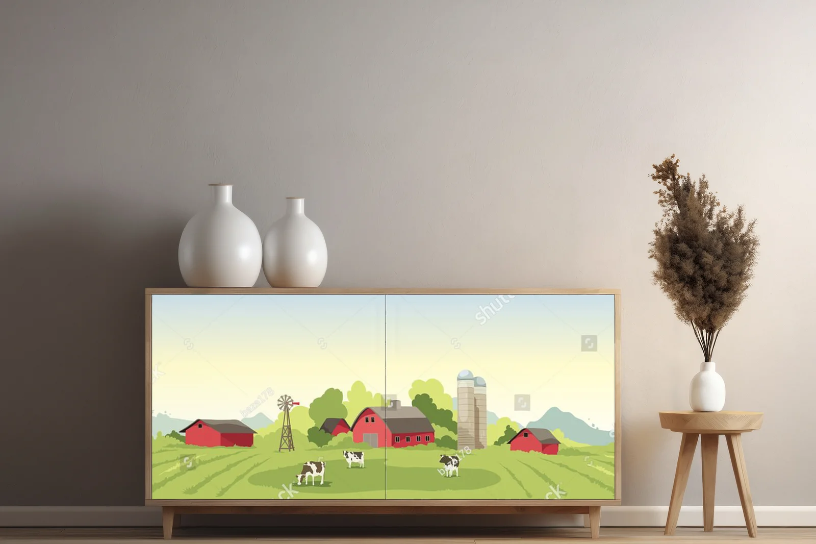 Zachwycający krajobraz wiejski z farmą