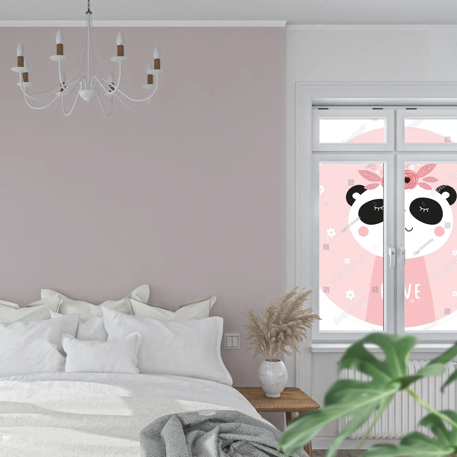 Uroczy panda na różowym tle w stylu skandynawskim