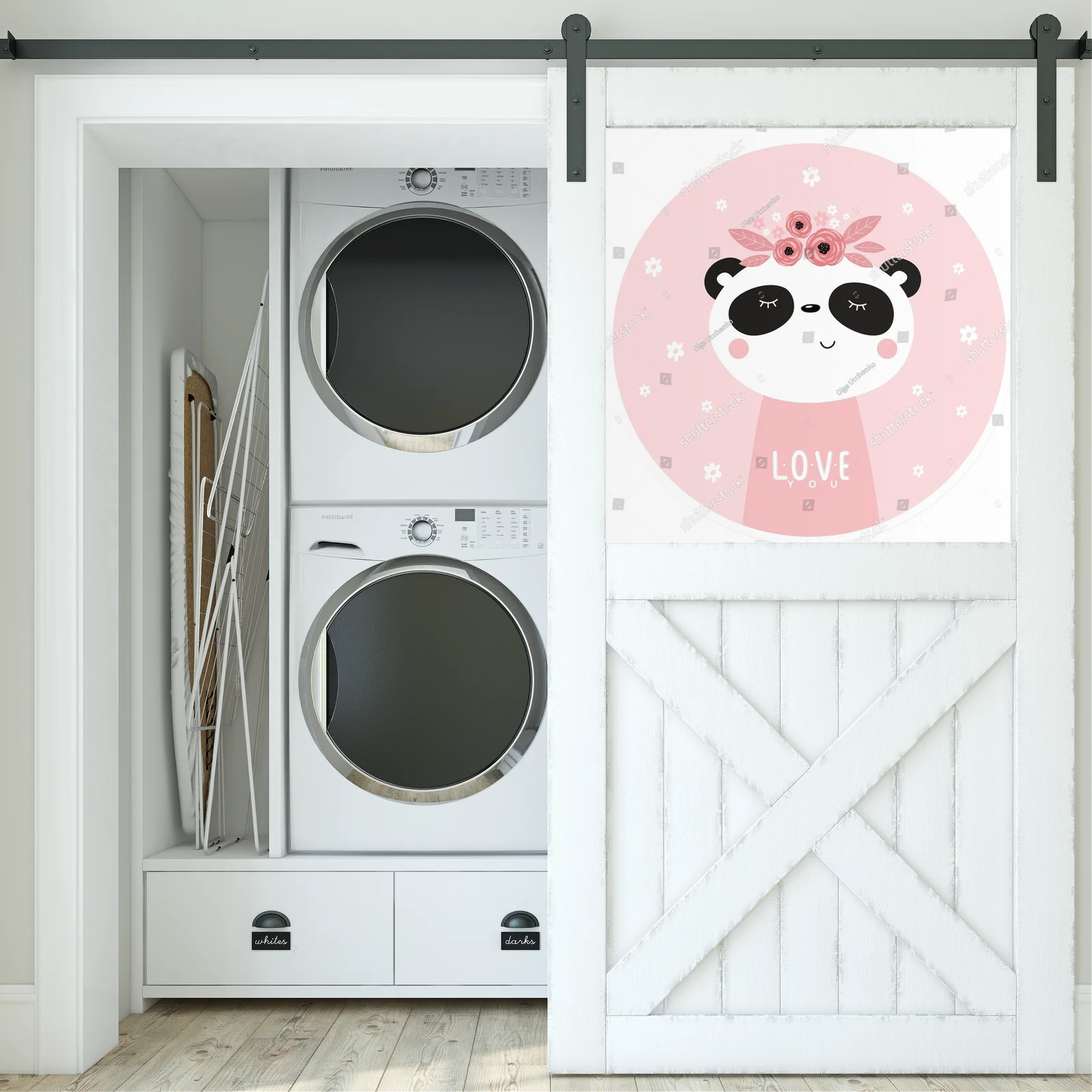 Uroczy panda na różowym tle w stylu skandynawskim