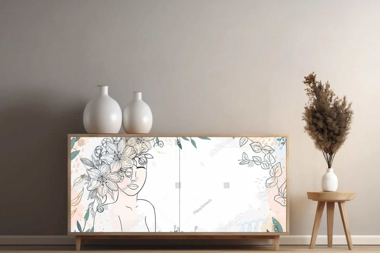 Elegancka sylwetka kobiety w kwiatowej kompozycji