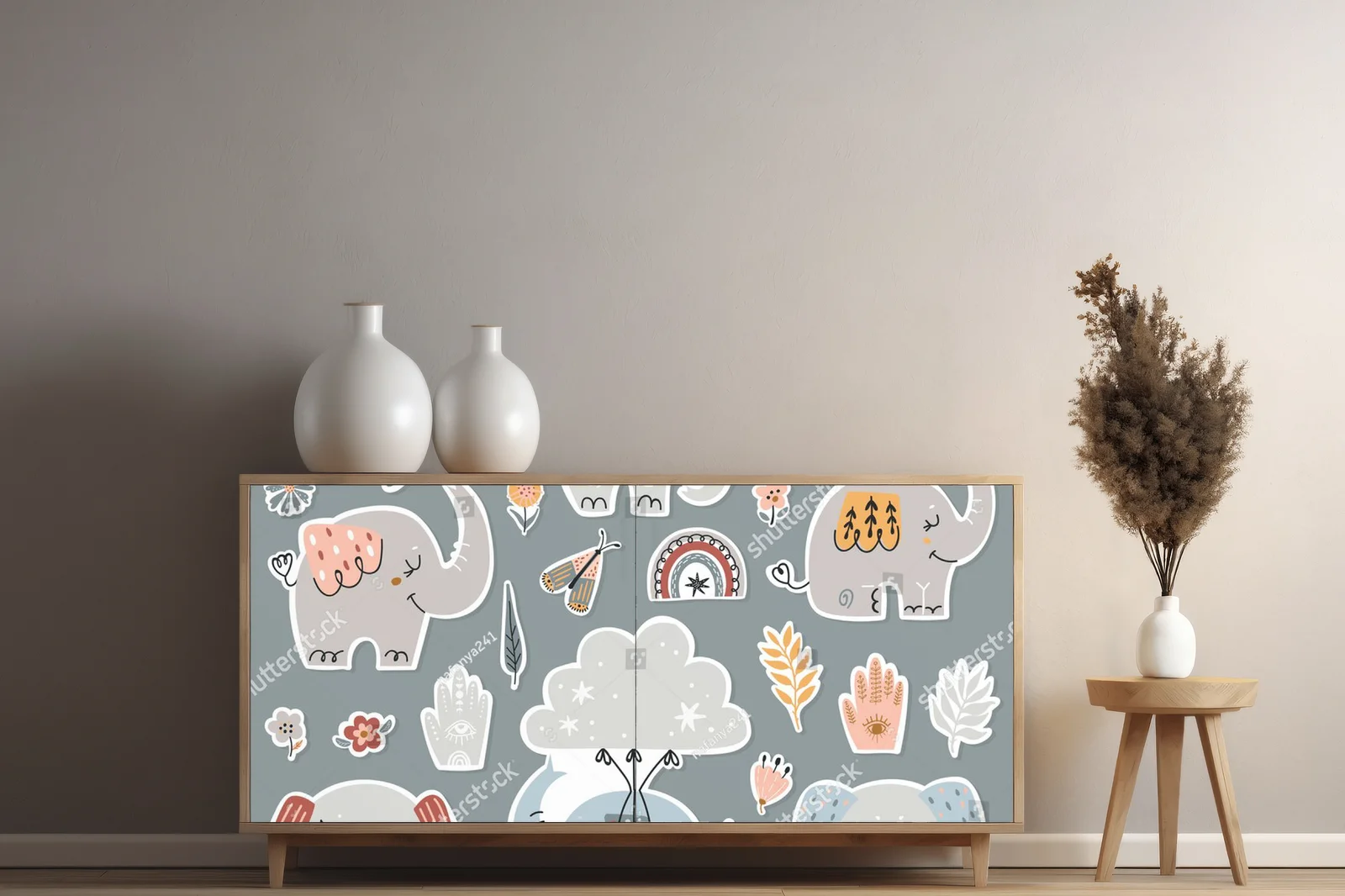 Urocze boho słonie w pastelowej palecie