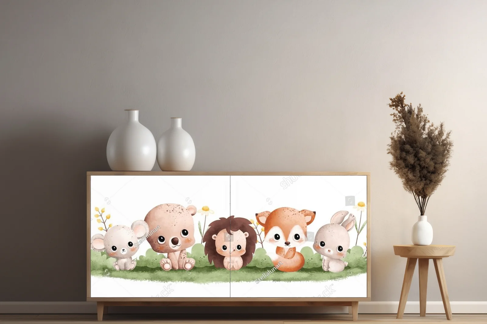 Urokliwe ilustracje małych zwierząt w akwarelowej stylistyce