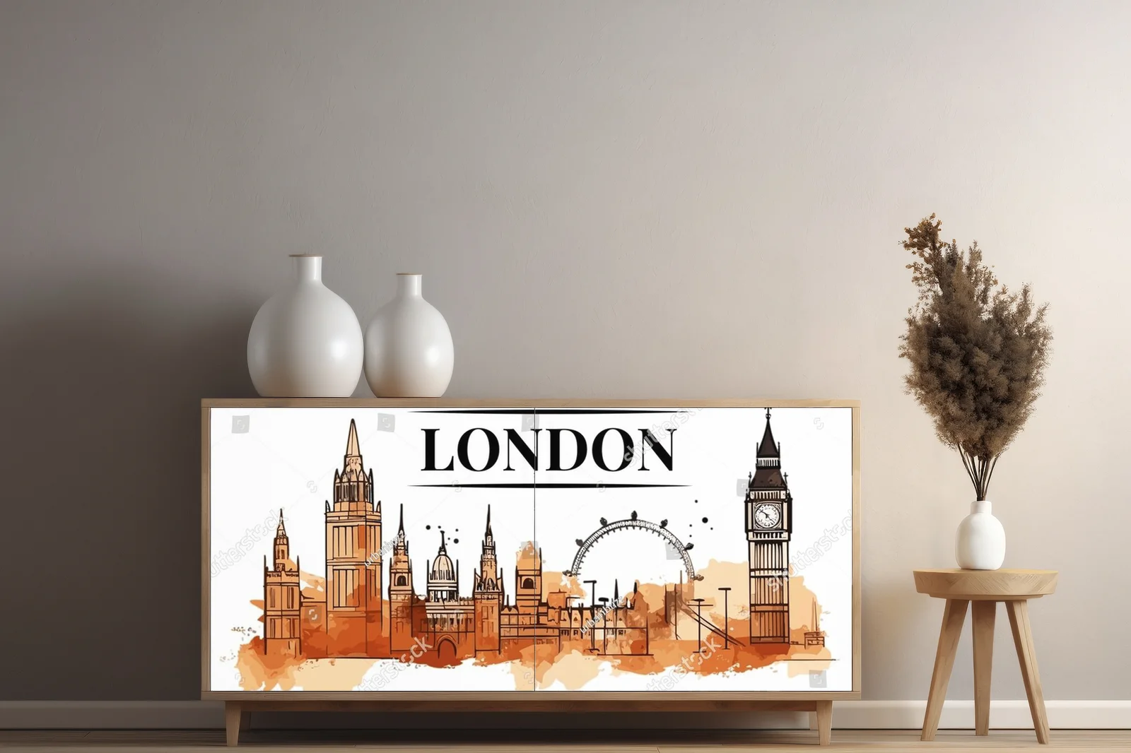 Panoramiczny widok Londynu w akwarelowych barwach