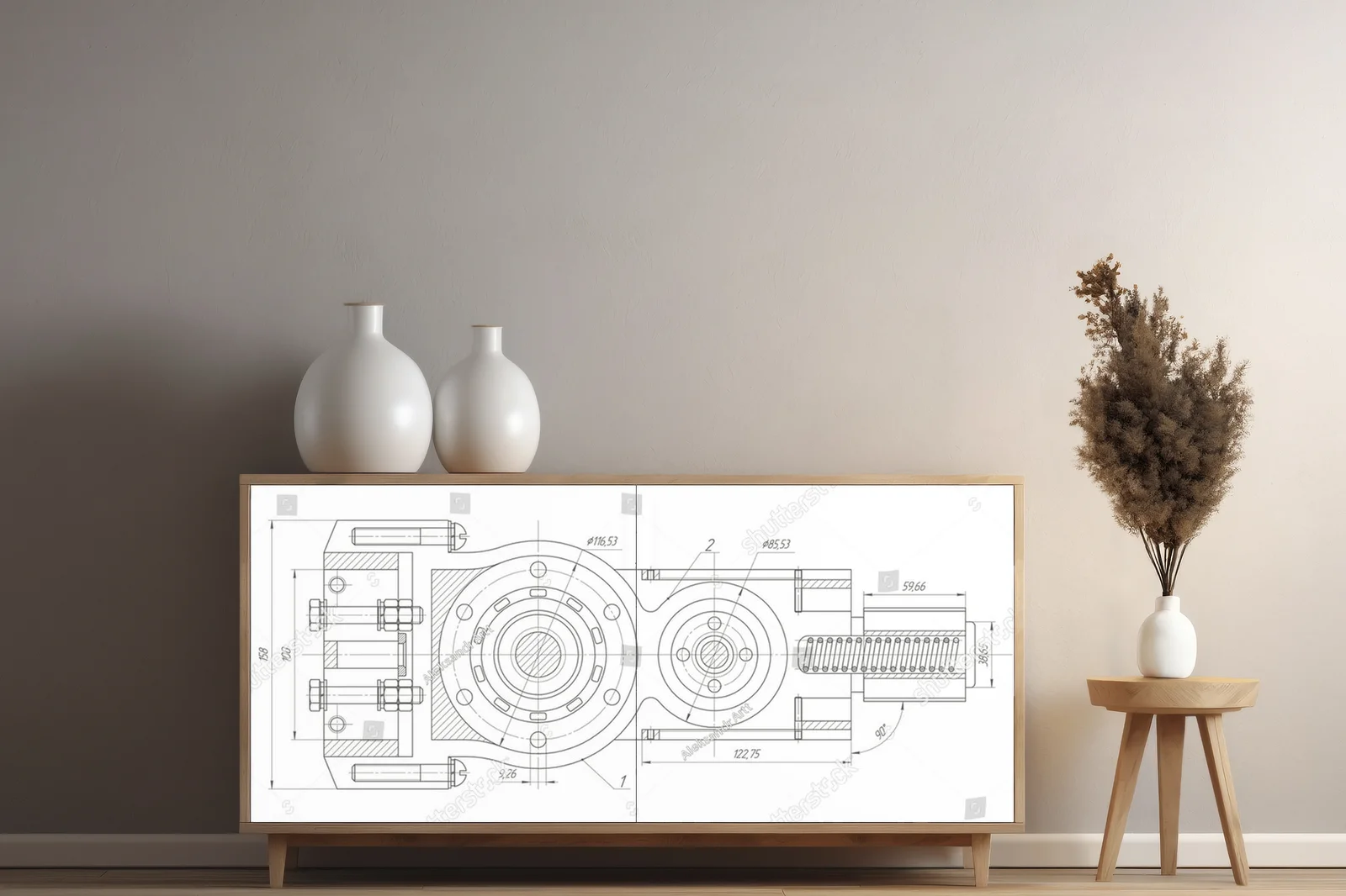 Futurystyczny mechanizm w lśniącej bieli