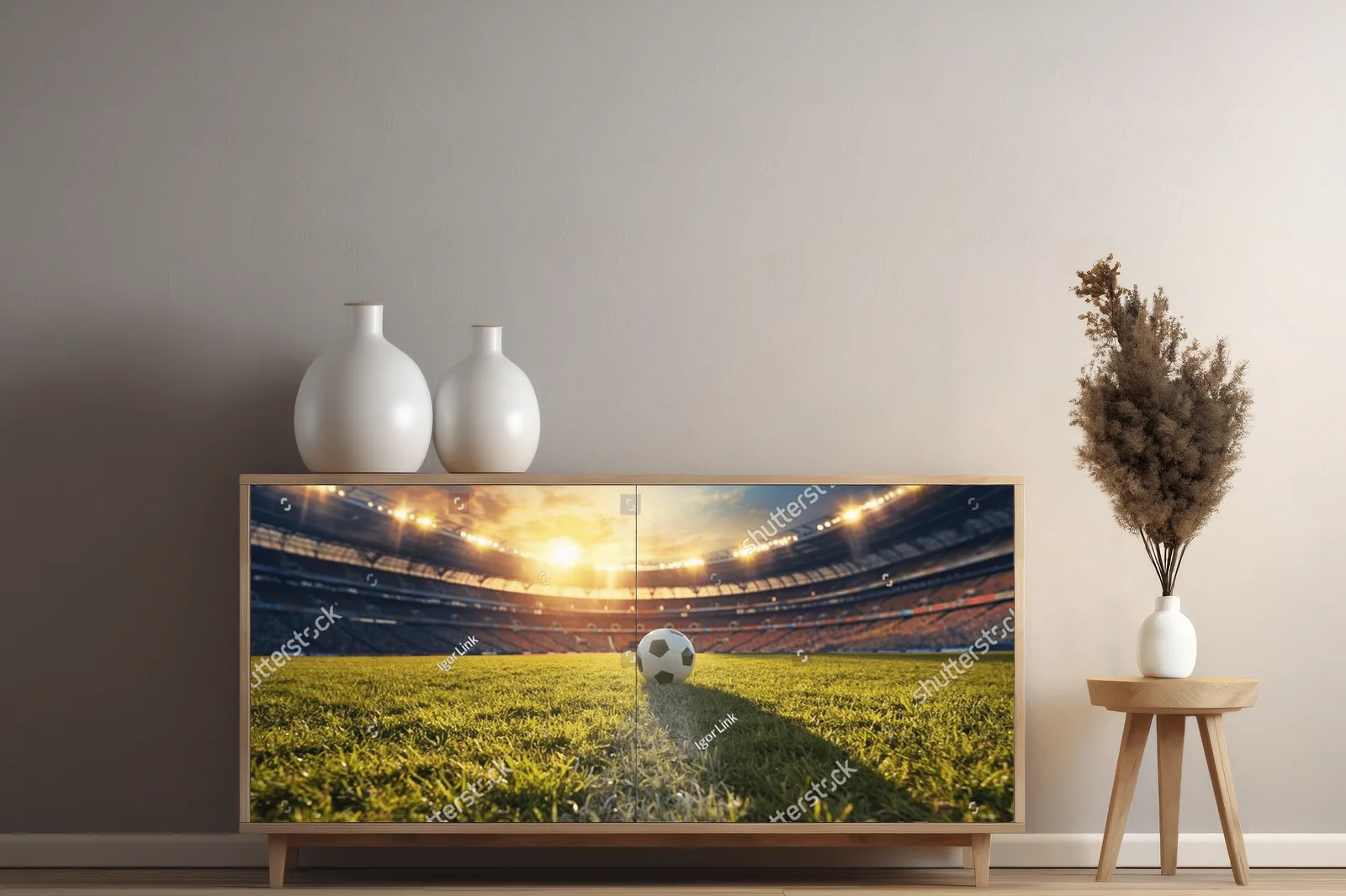 Piłkarska pasja na tle rozświetlonego stadionu