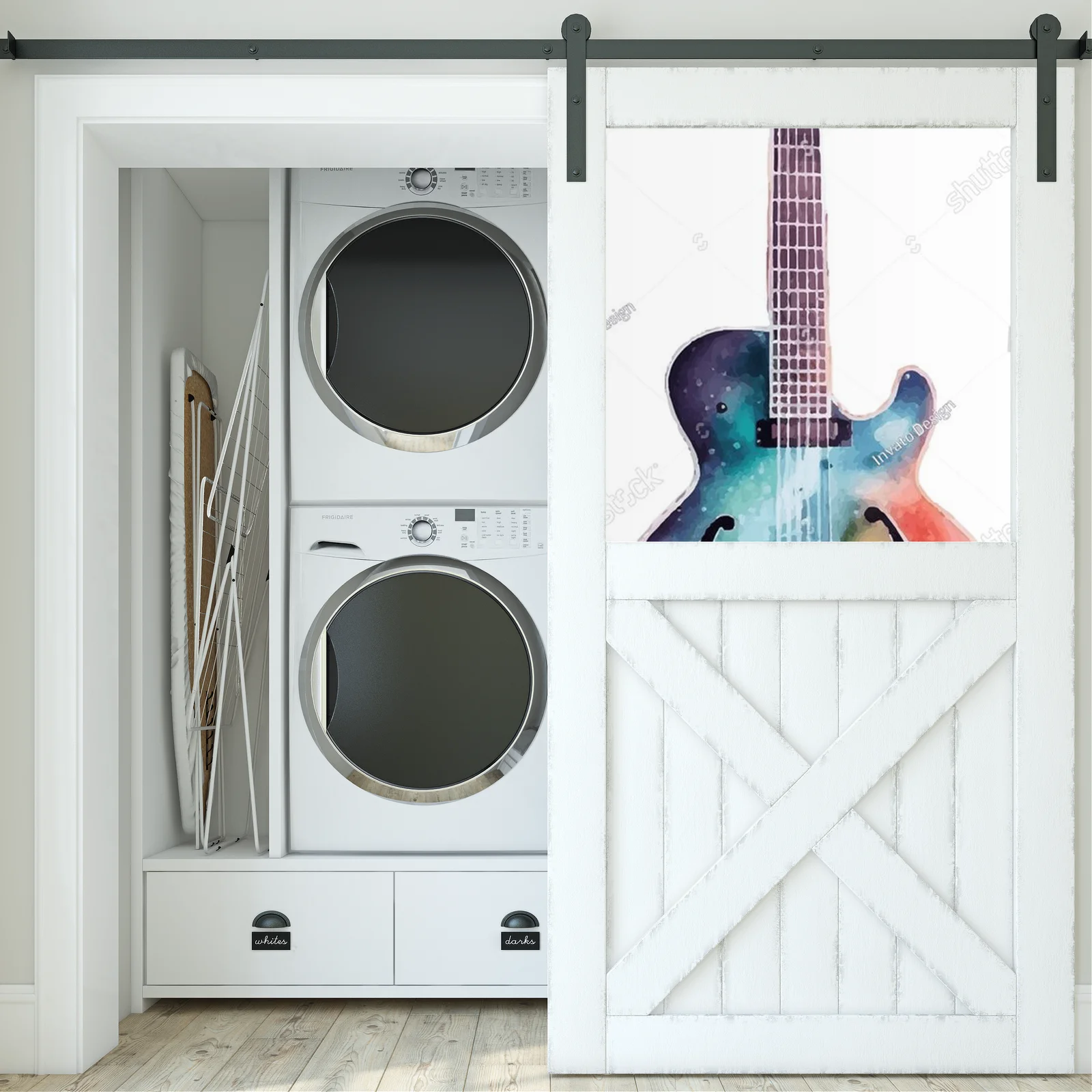 Aksamitna gitara w białej harmonii kolorów