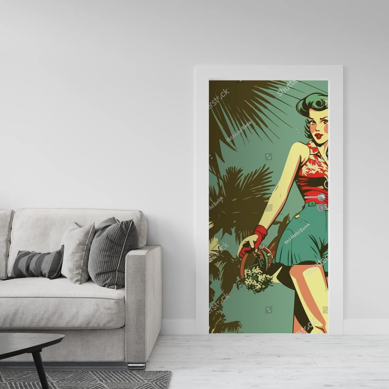 Retro plażowa estetyka z pin-up girl