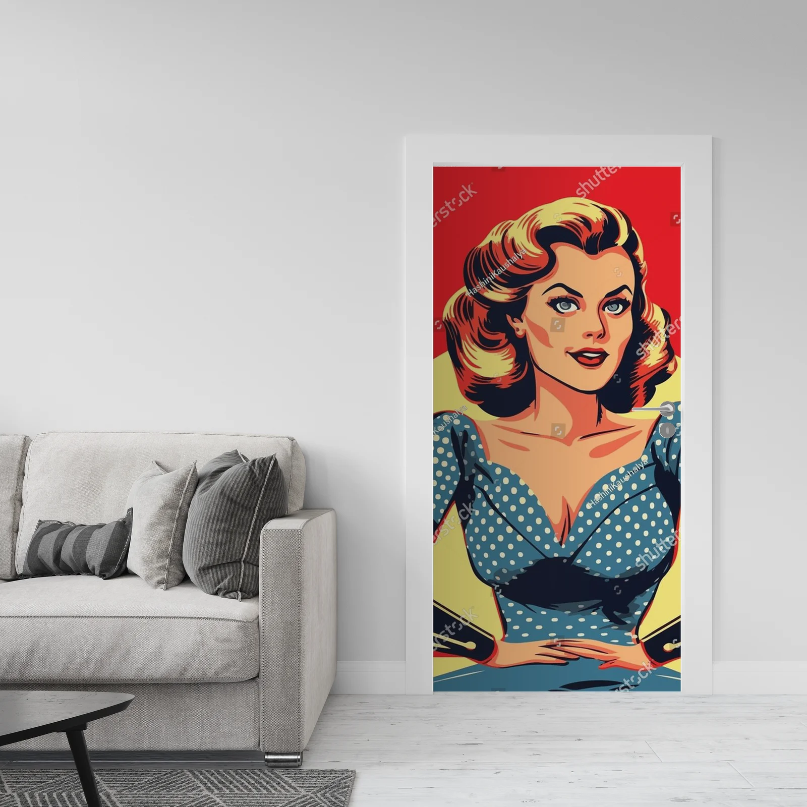 Kobieta w pop-artowym stylu i kolorach retro