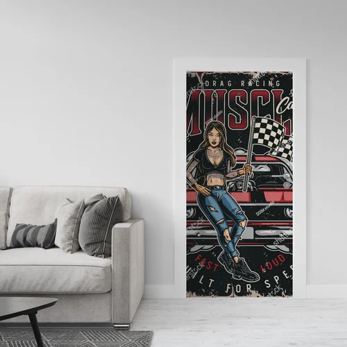Kolorowe samochody i wspaniała kobieta w retro stylu