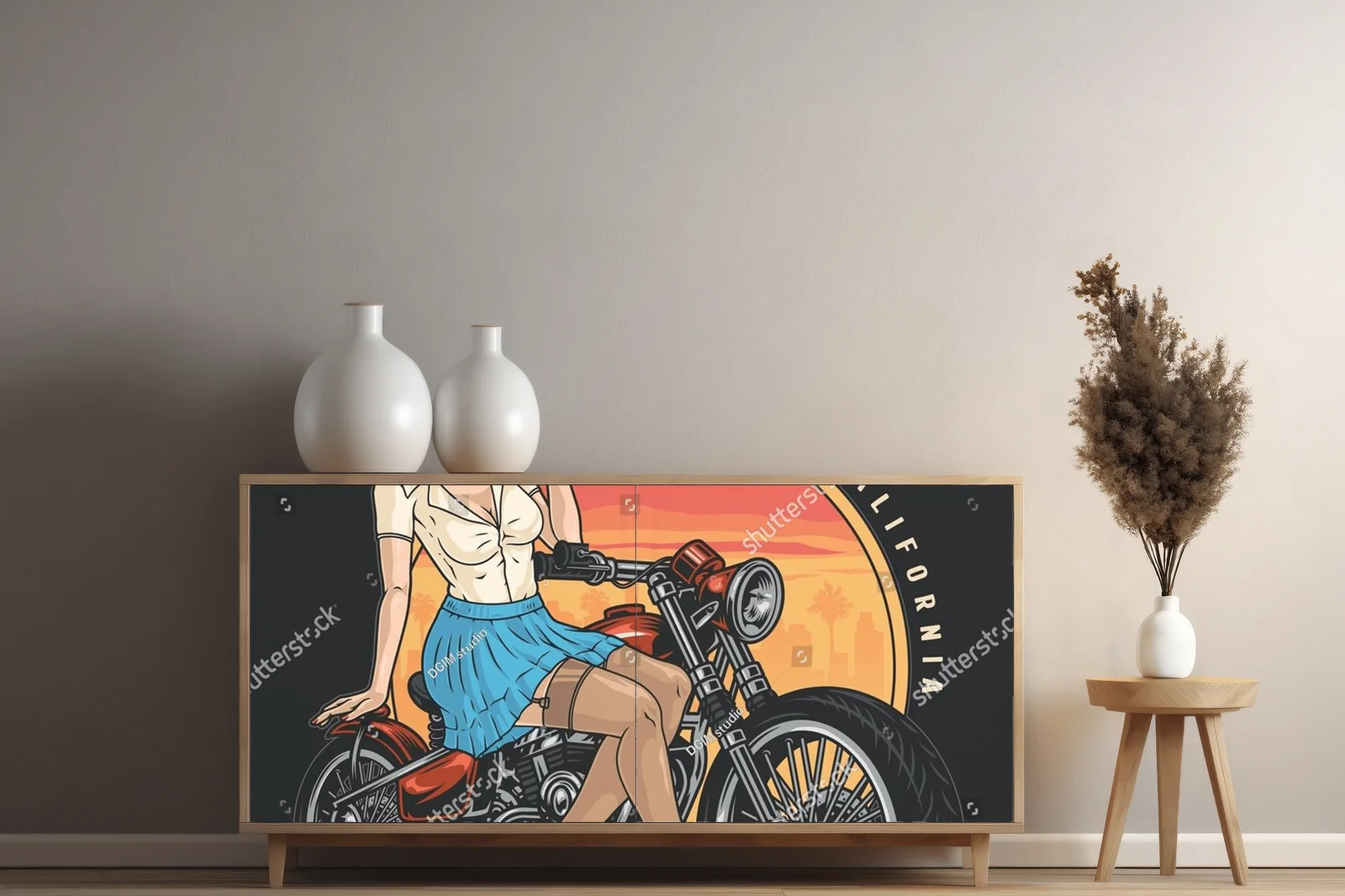 Kolorowa vintage kompozycja motocyklowa