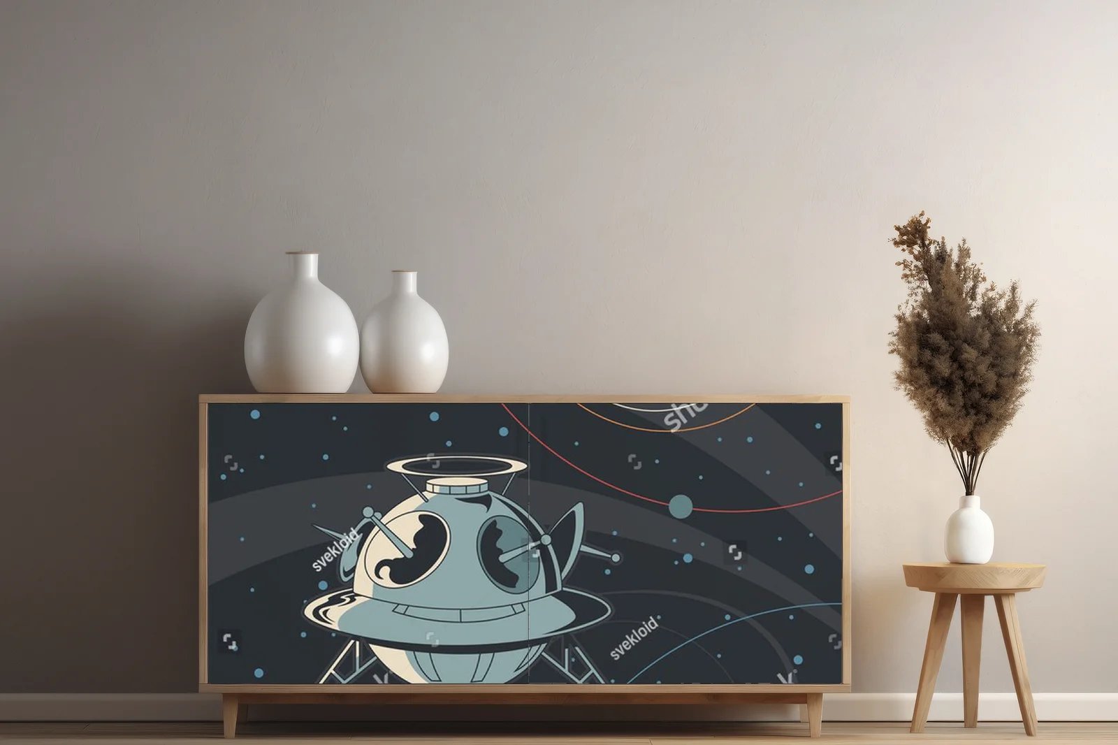 Retro Futura: Kosmiczna Ilustracja w Mrocznych Odcieniach