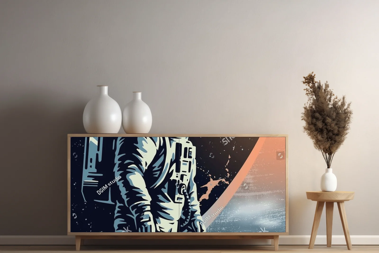Wielobarwna podróż kosmiczna w retro stylu