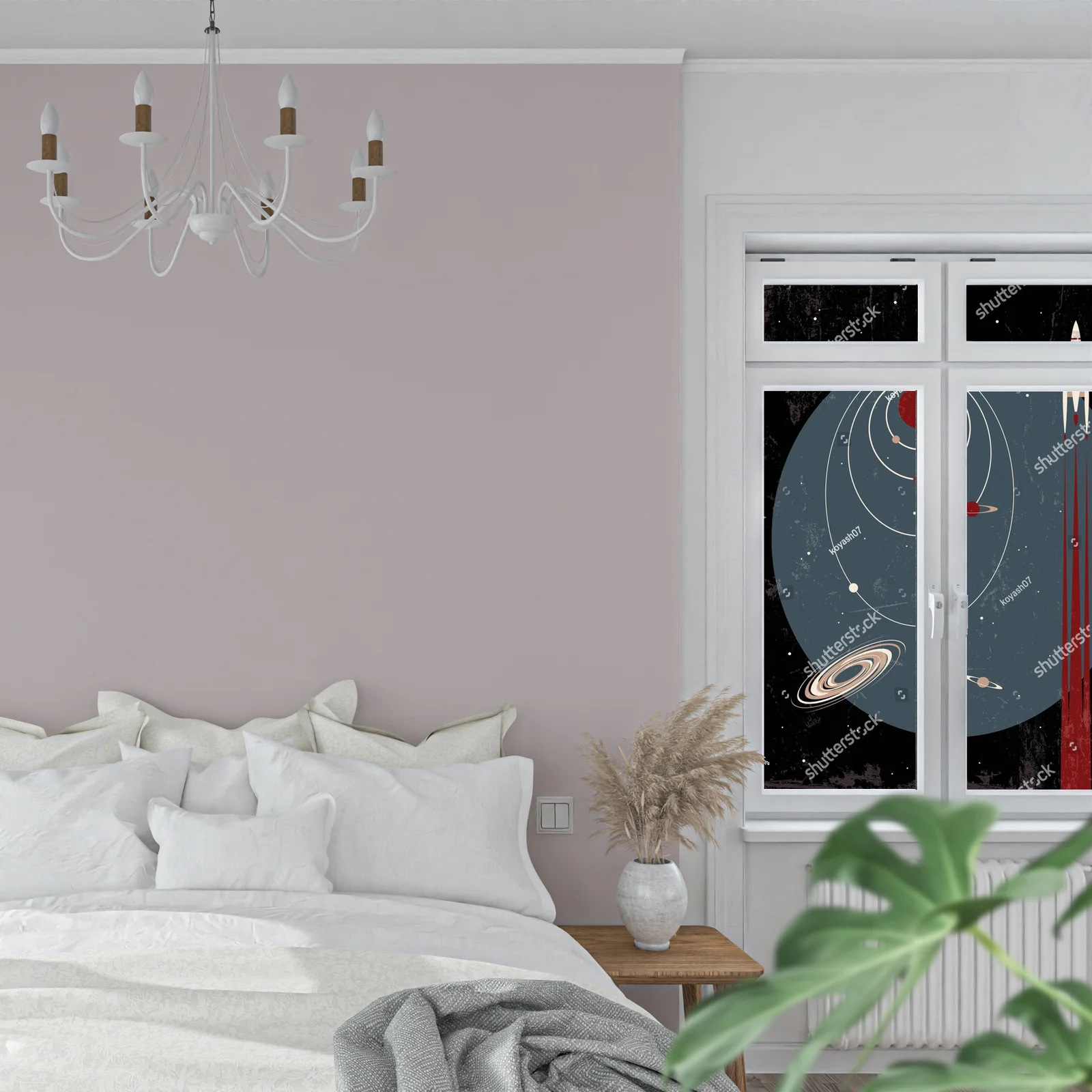 Retro futurystyczna ilustracja w stylu mid-century