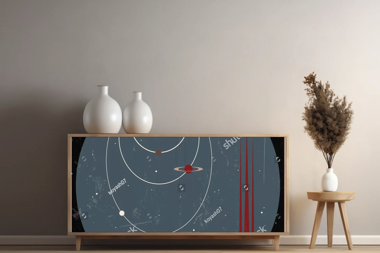 Retro futurystyczna ilustracja w stylu mid-century