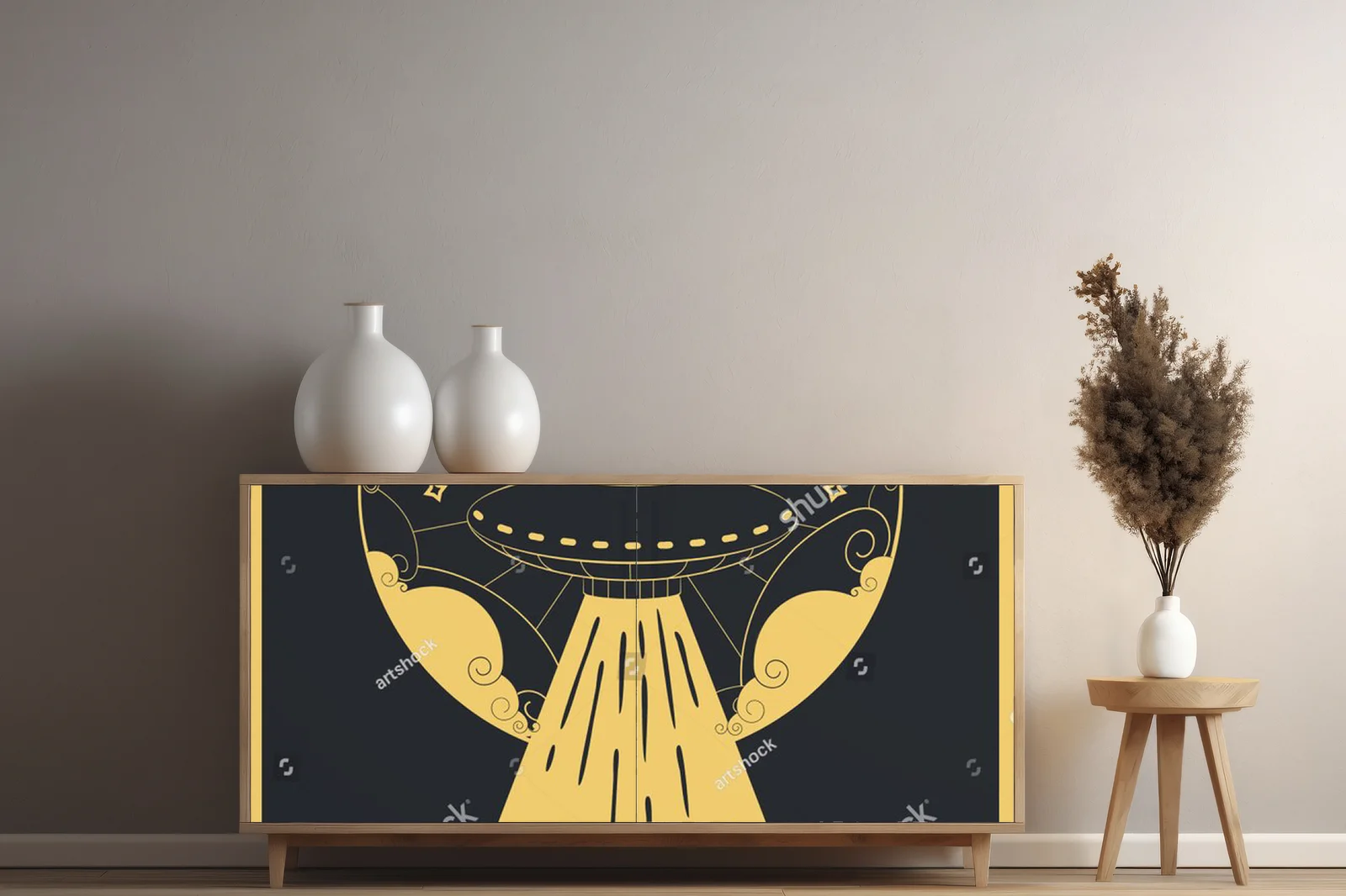 Vintage UFO na tle nocnego nieba