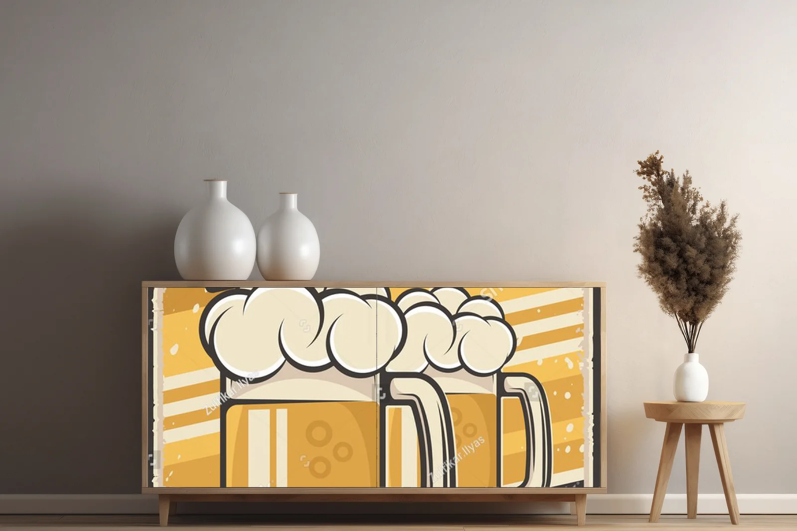 Retro ilustracja piwna w rustykalnym stylu