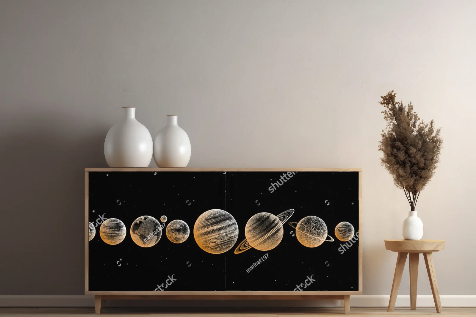 Wyprawa w Kosmos: Elegancja Planet w Czarnej Aranżacji