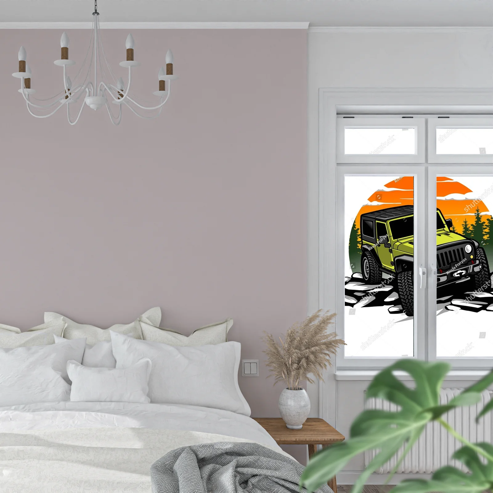 Zielony offroadowy samochód w leśnym krajobrazie