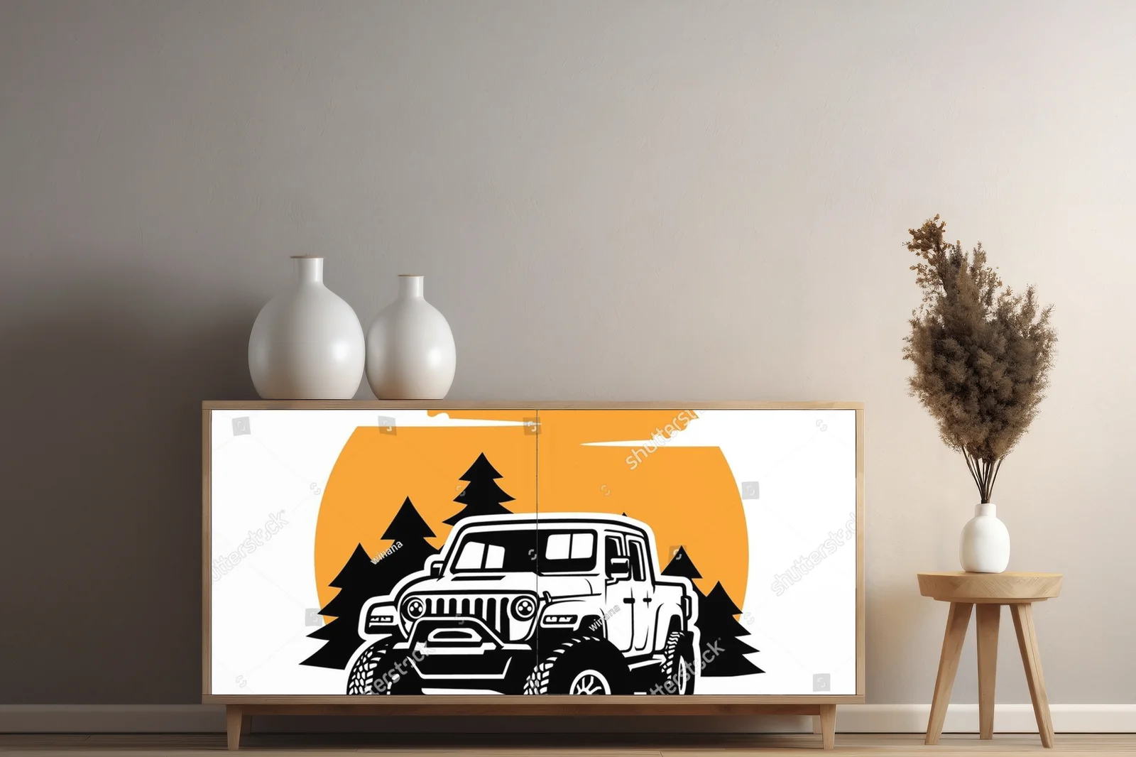 Duch przygody w offroadowej ilustracji SUV