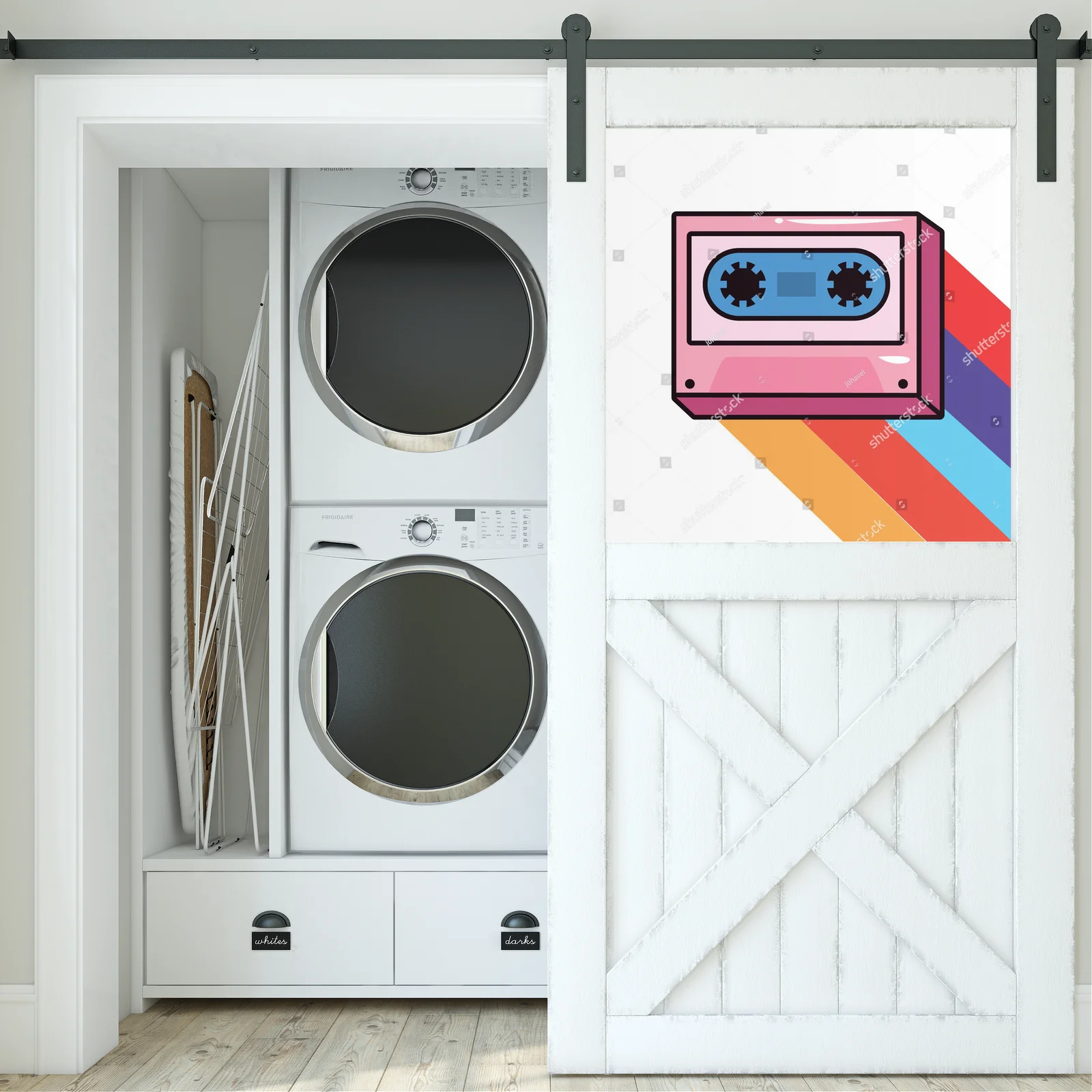Kolorowy pop-art z kasetą w tęczowych barwach