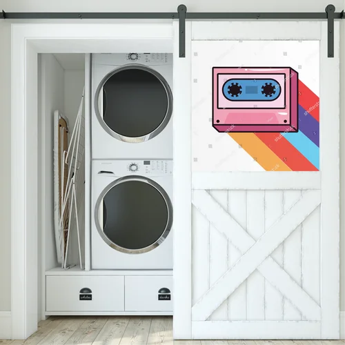 Kolorowy pop-art z kasetą w tęczowych barwach