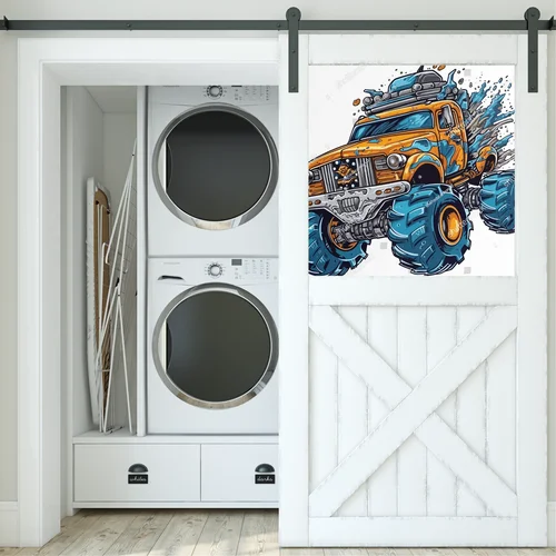 Sylwetka potężnych monster trucków w ogniu emocji