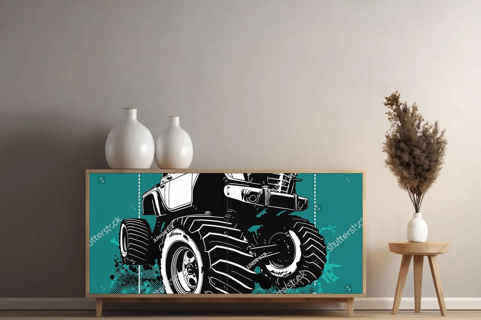 Wielki potwór off-road w dynamicznych kolorach