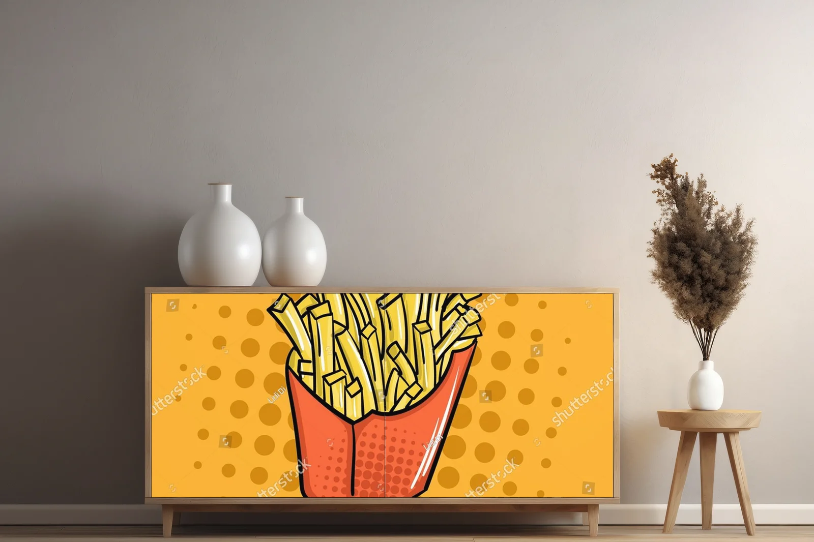 Energia smaku w pop-artowej kompozycji frytek