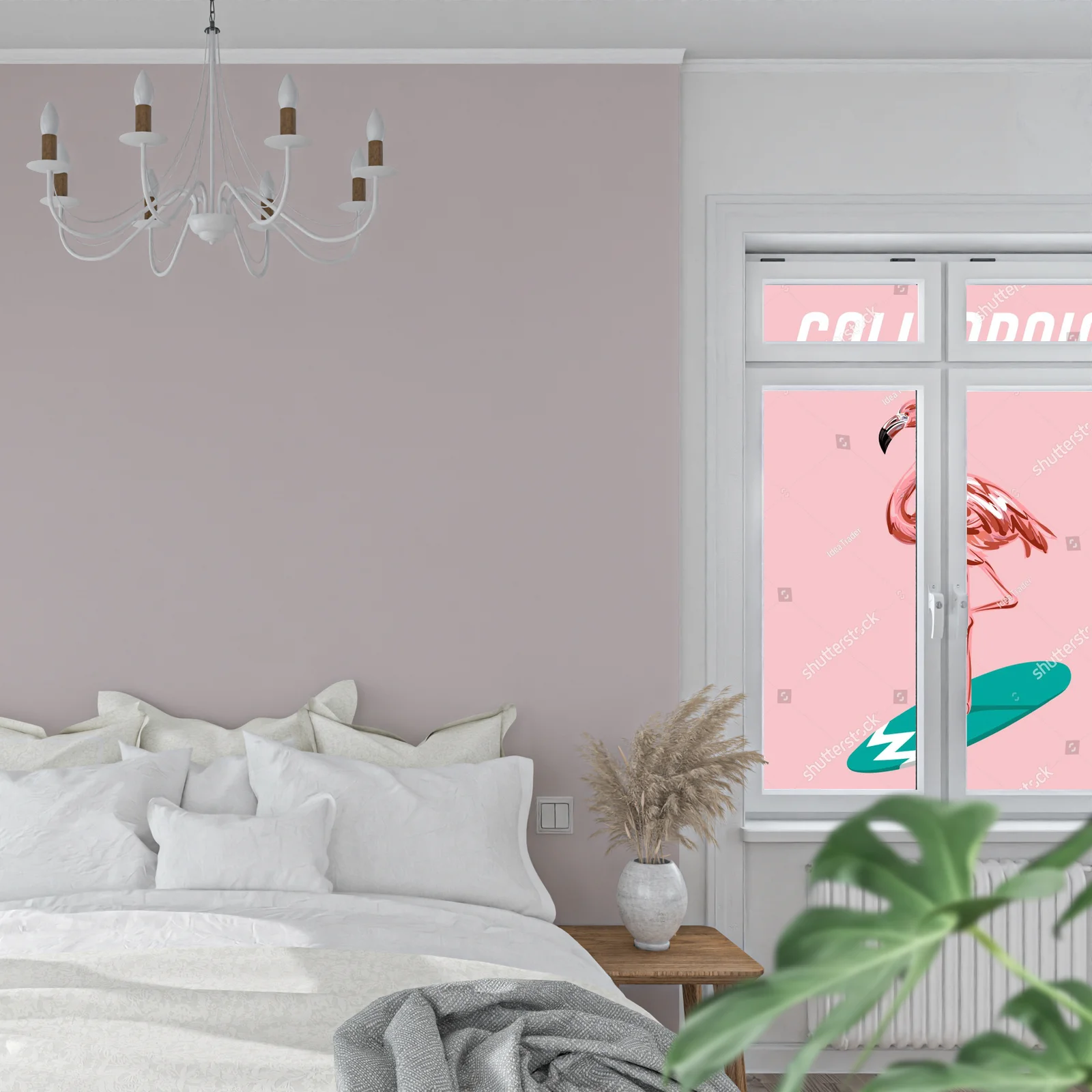 Radosna flamingowa podróż na falach surfingu