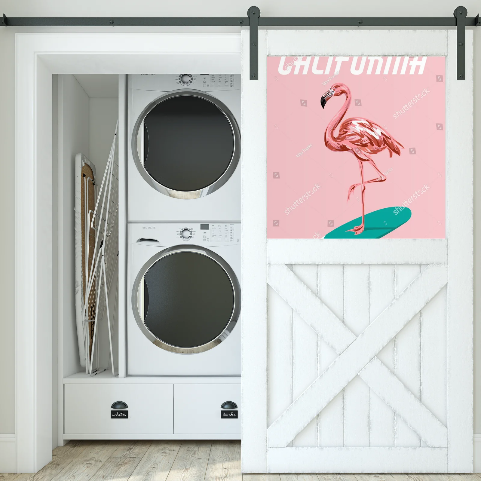 Radosna flamingowa podróż na falach surfingu