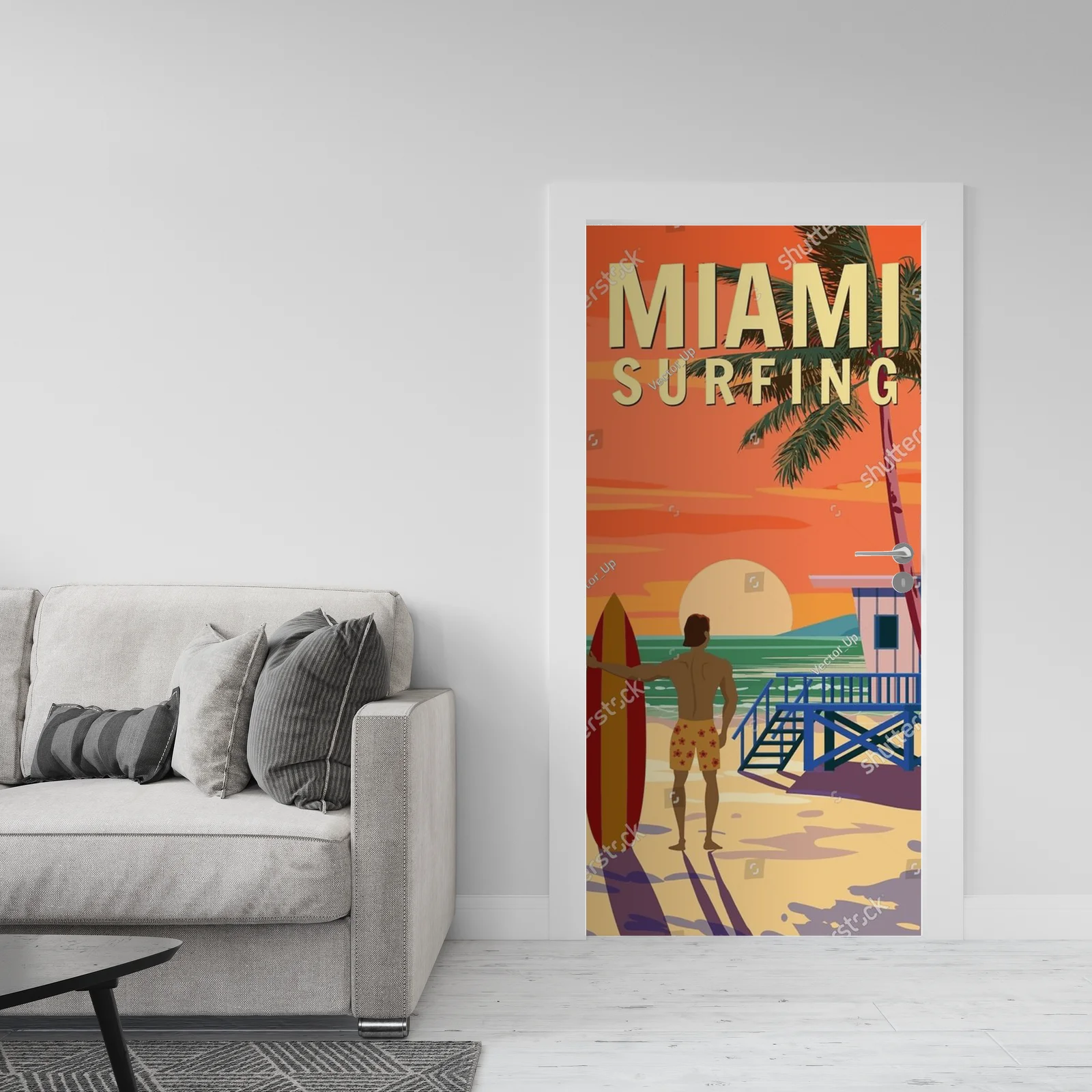 Vintagowa kompozycja surferska z Miami Beach