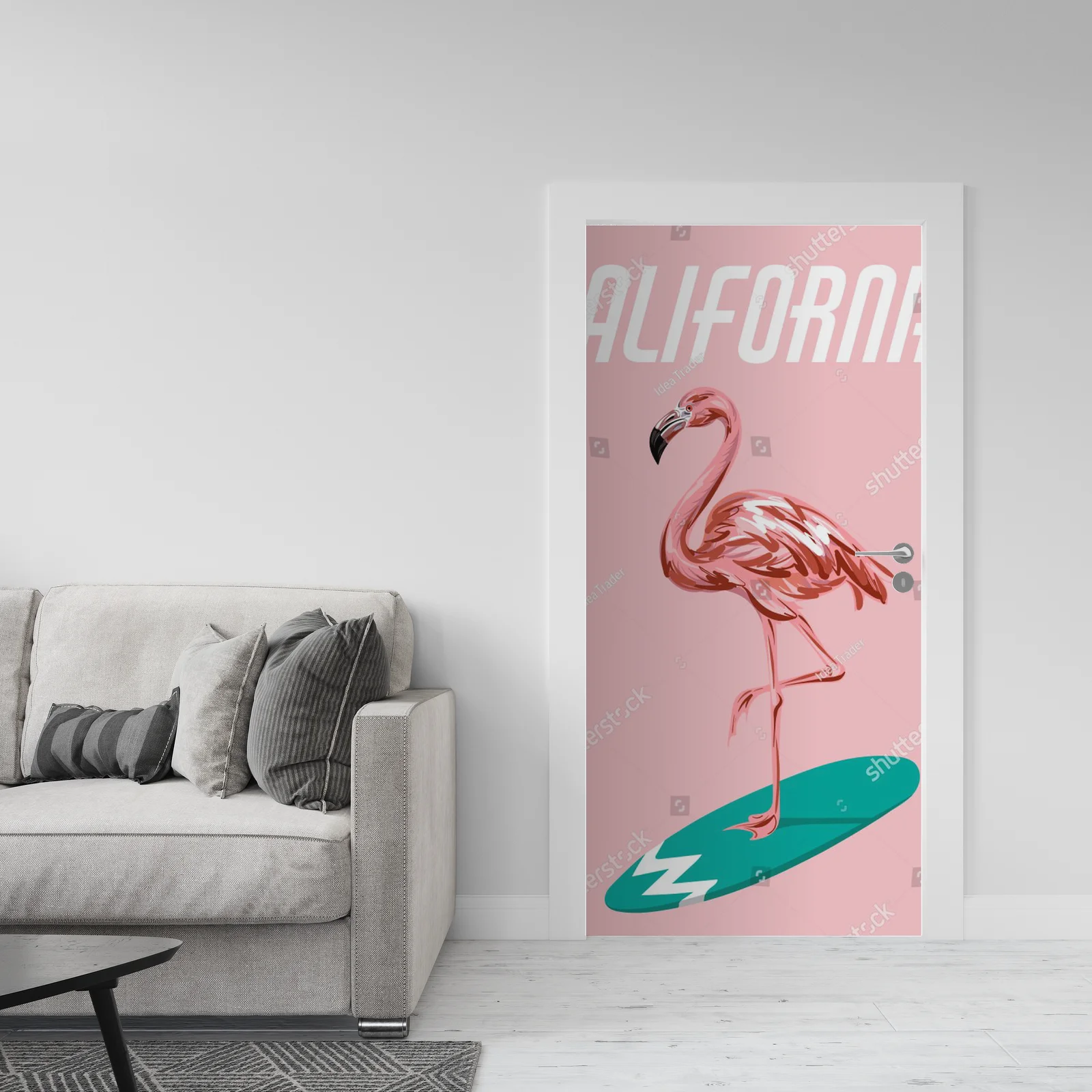 Radosna flamingowa podróż na falach surfingu