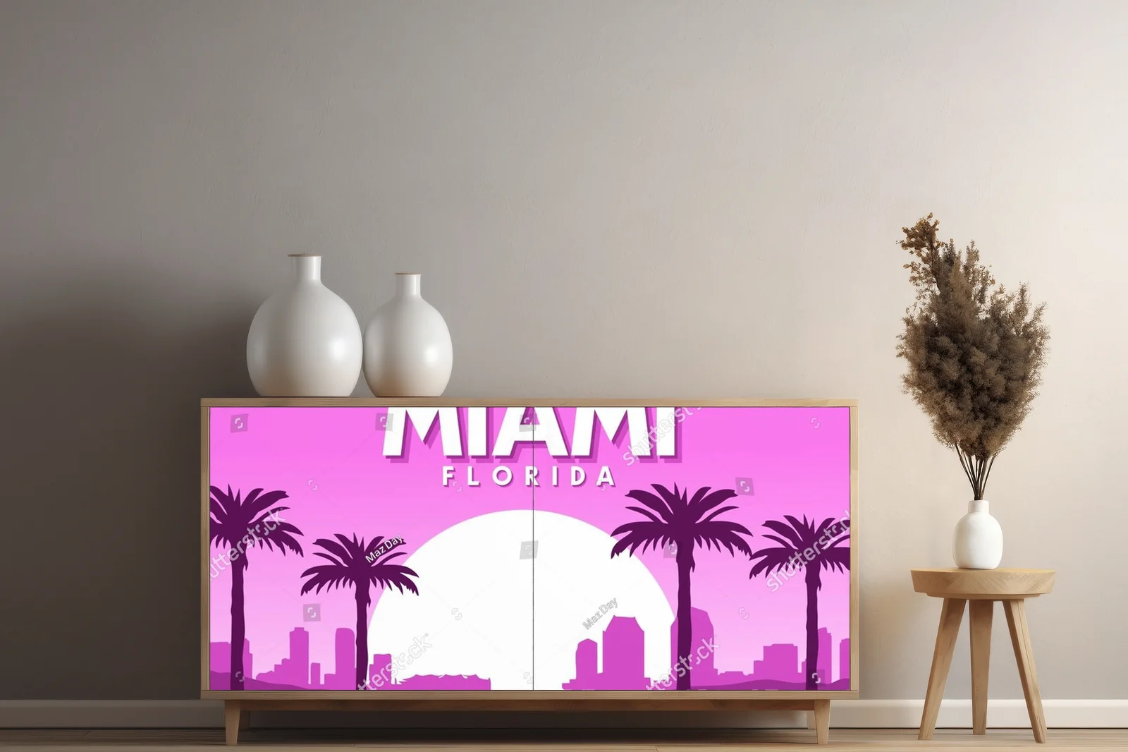 Wakacyjny krajobraz Miami w różowej tonacji