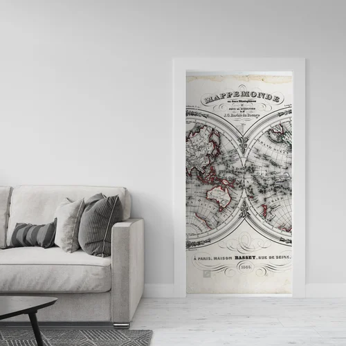 Antyczna mapa świata w hemisferach z 1846 roku