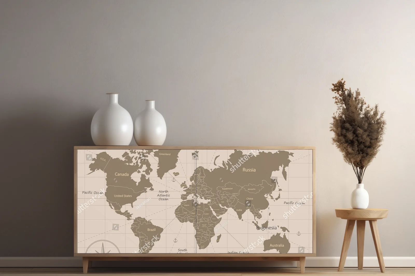 Antyczna mapa świata w nostalgicznych kolorach