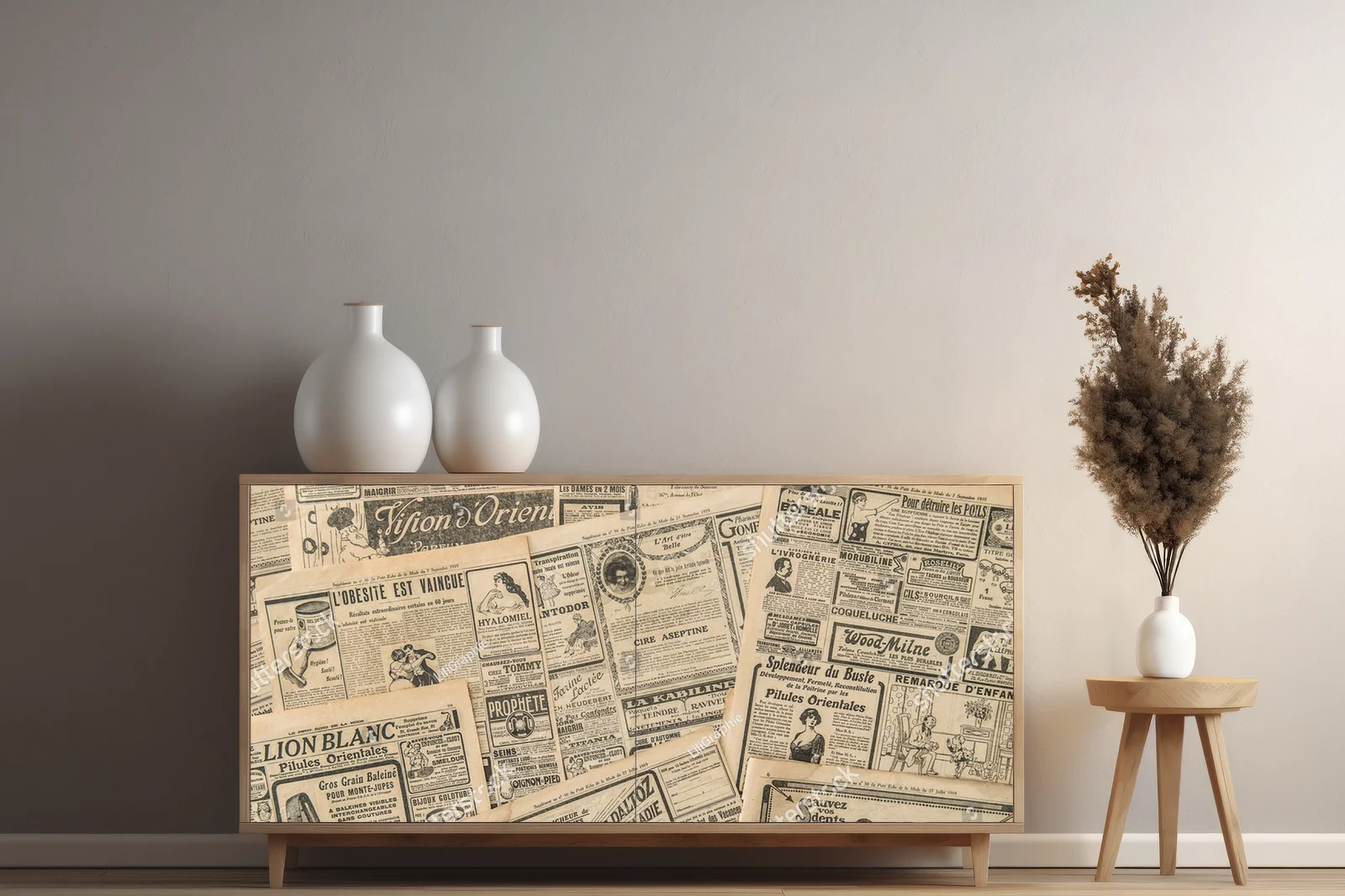 Antyczne strony gazet w nostalgicznych barwach