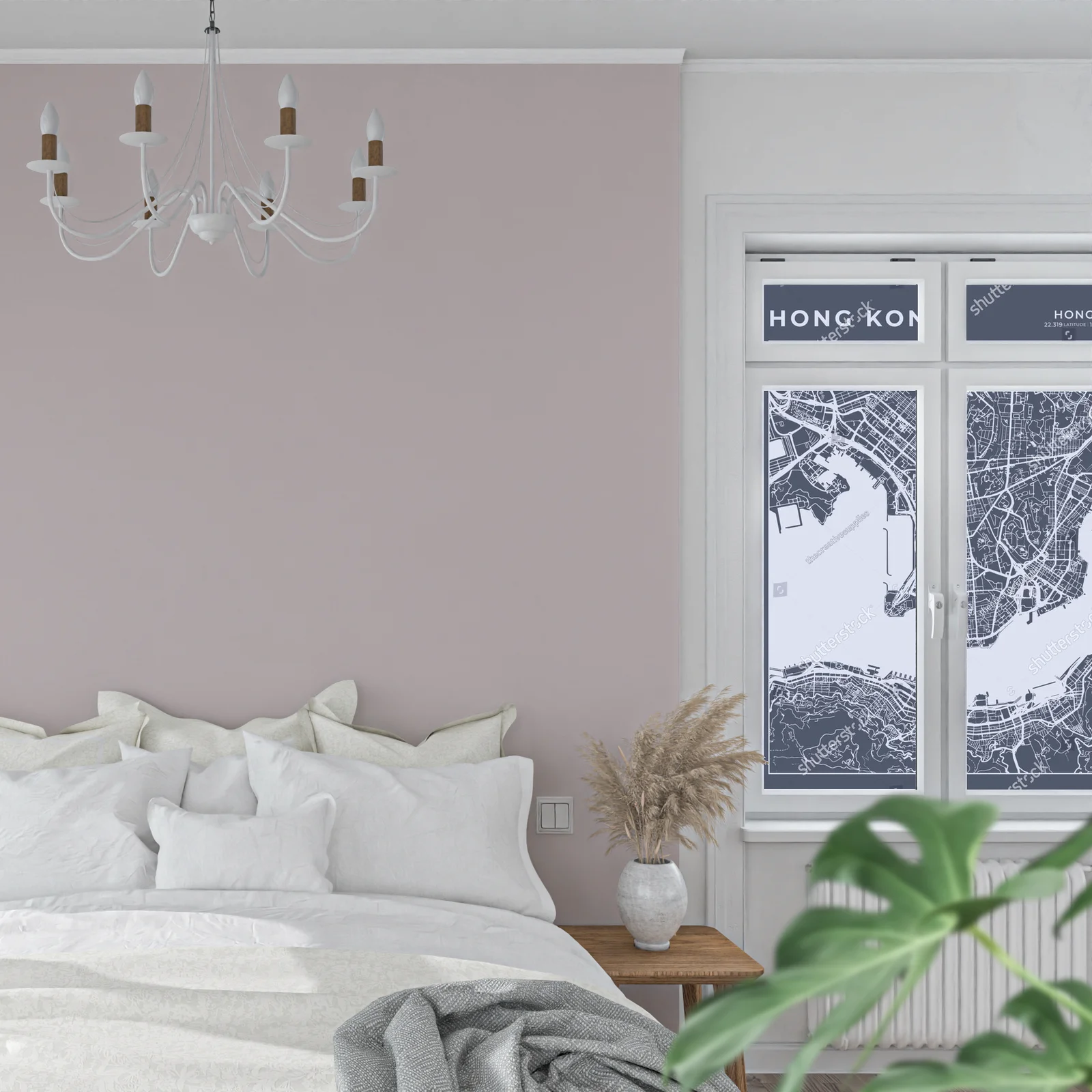 Elegancka mapa Hong Kongu w stonowanych barwach
