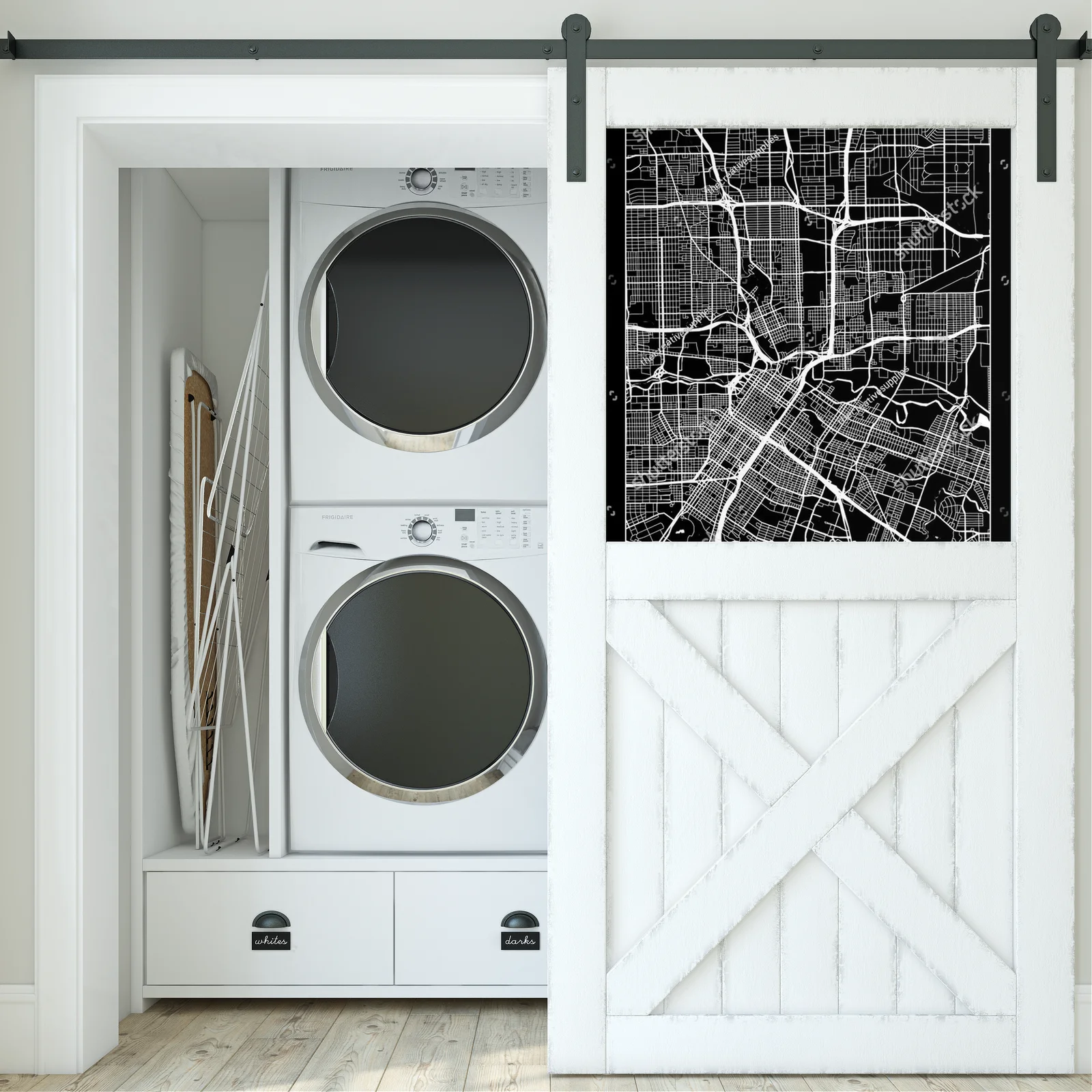 Elegancka mapa Houston w monochromatycznych barwach