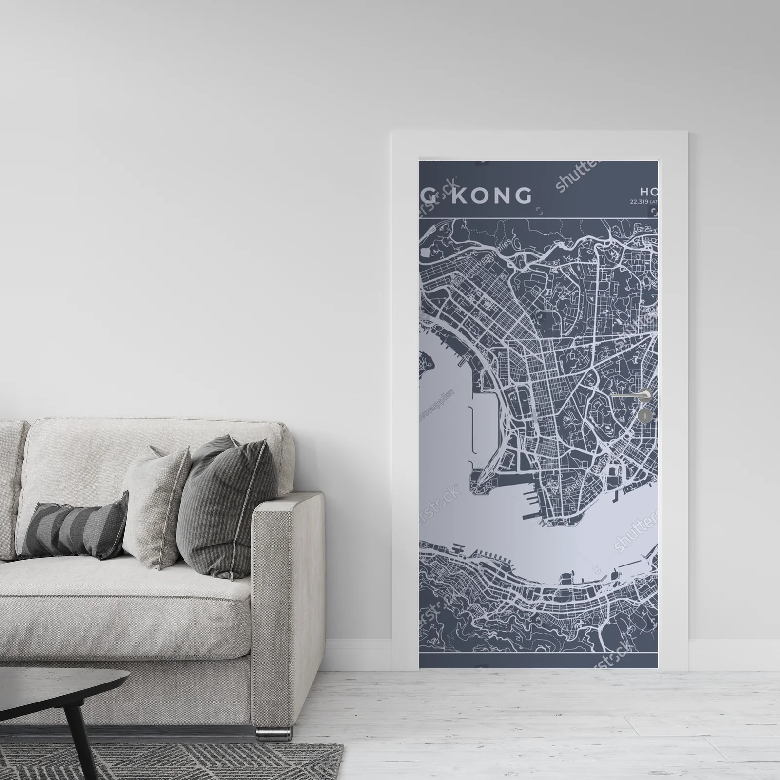Elegancka mapa Hong Kongu w stonowanych barwach