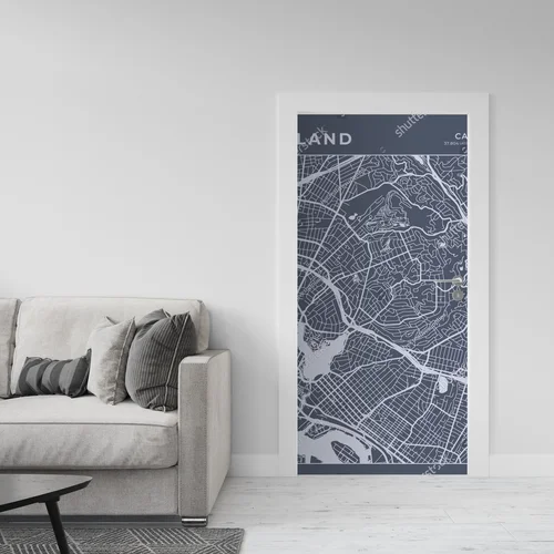 Minimalistyczna mapa Oakland w odcieniach szarości