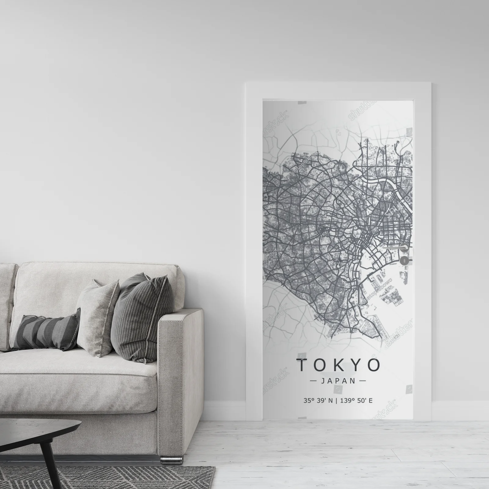 Artystyczna mapa Tokio w eleganckiej aranżacji