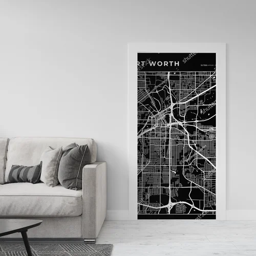 Elegancka mapa Fort Worth w monochromatycznych odcieniach