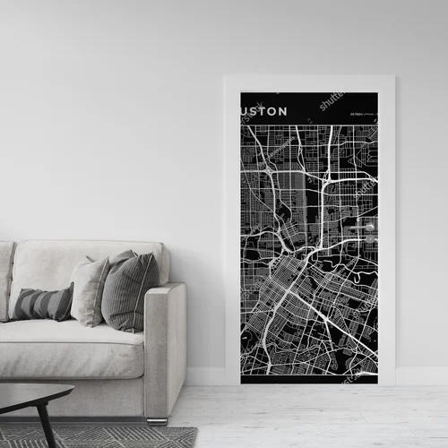 Elegancka mapa Houston w monochromatycznych barwach