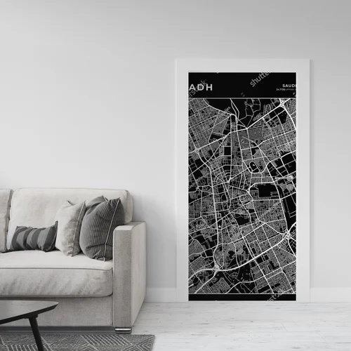 Monochromatyczna mapa Riyadh w minimalistycznym stylu