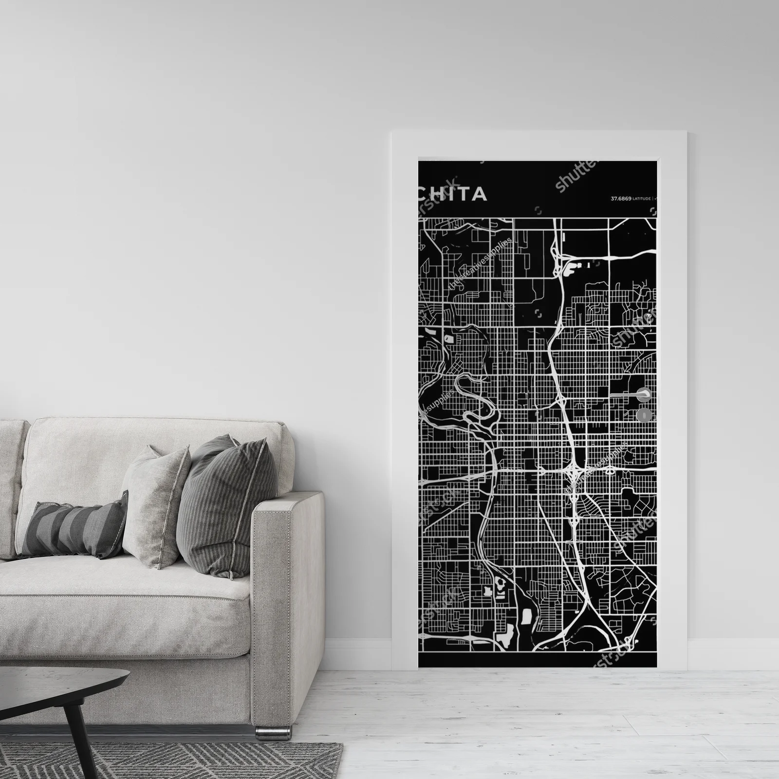 Wizjonerska mapa Wichity w monochromatycznych barwach