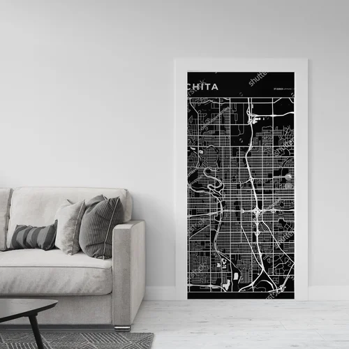 Wizjonerska mapa Wichity w monochromatycznych barwach