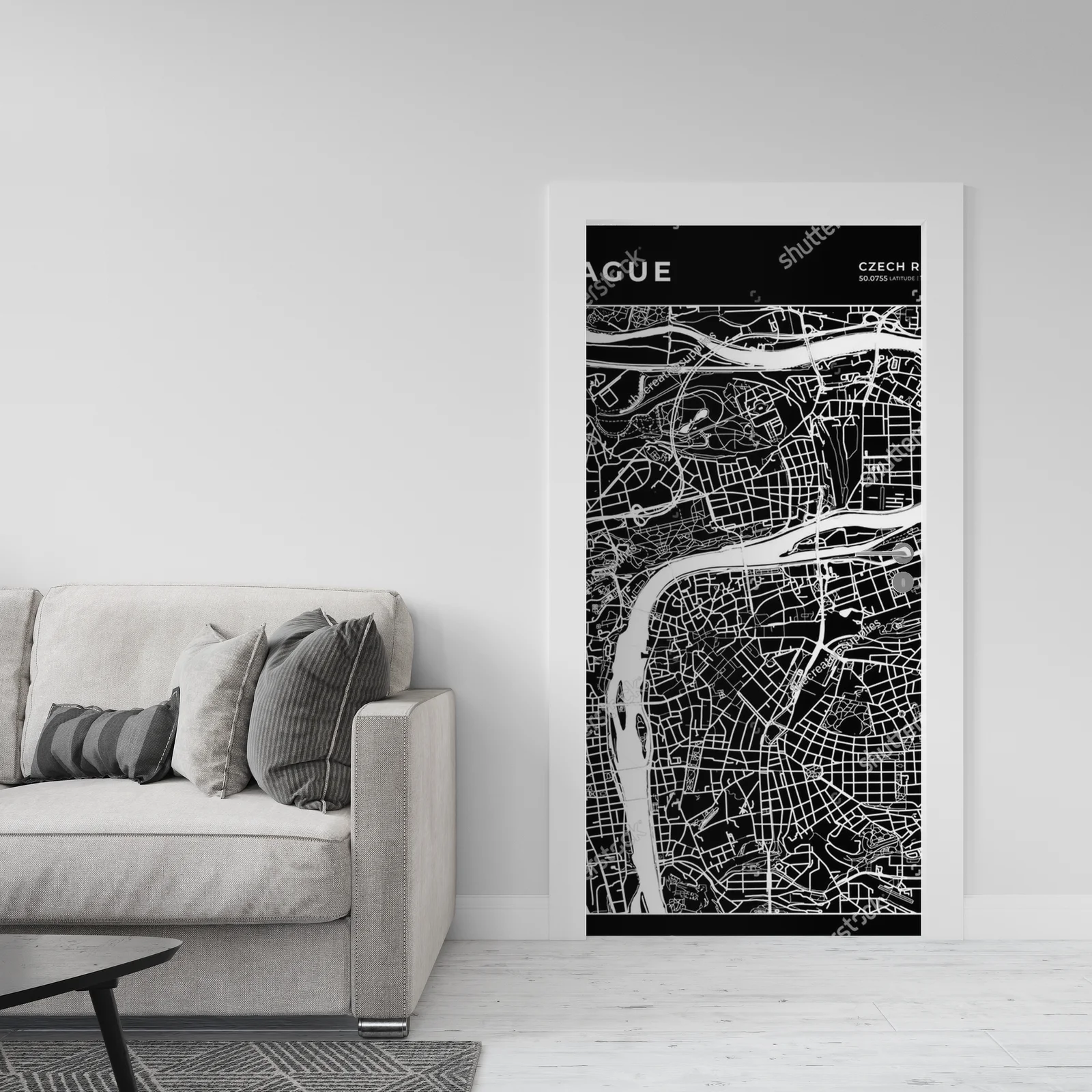 Monochromatyczna mapa Pragi w eleganckim wydaniu