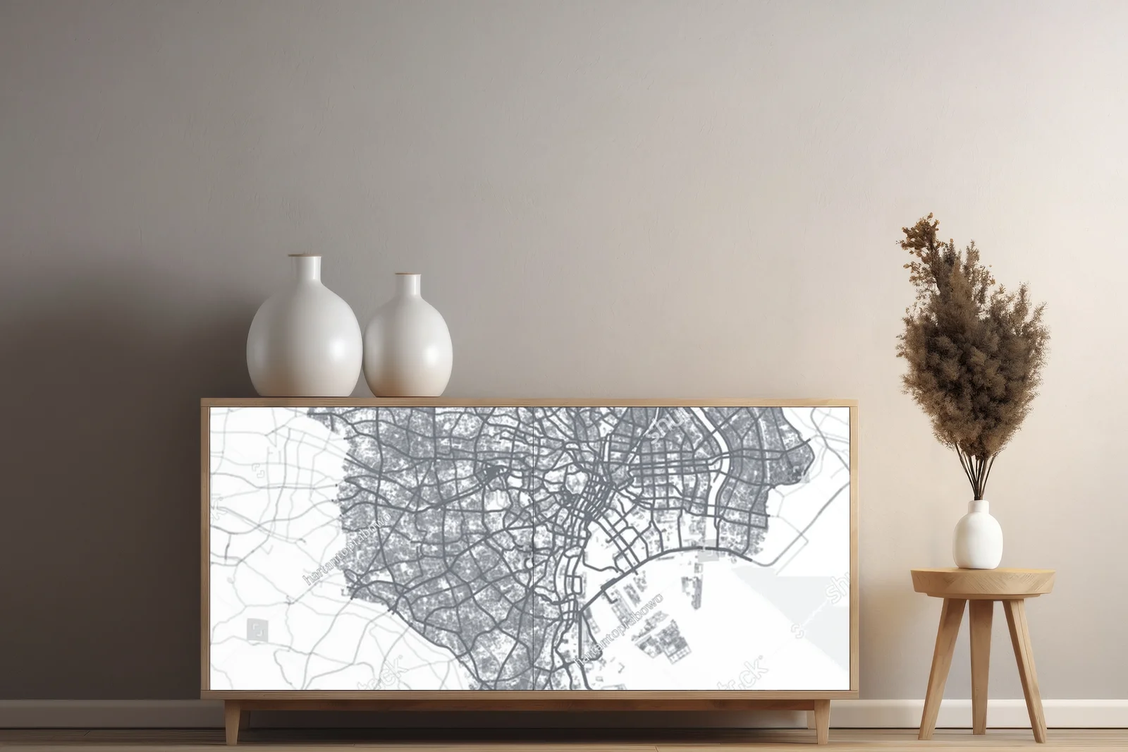 Artystyczna mapa Tokio w eleganckiej aranżacji